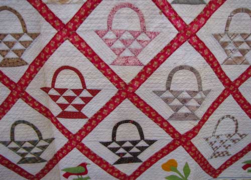 A C. 1860 basket quilt with applique border (detail), from New York, in the Sandra Starley quilt 