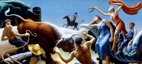 Detail from Archelous and Hercules, a 1947 mural for Harzfeld's department store in Kansas City, donated to the Smithsonian when the store closed in the 1980s