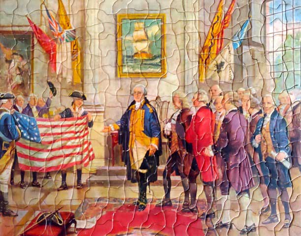 Puzzle of American Flag and historical figures