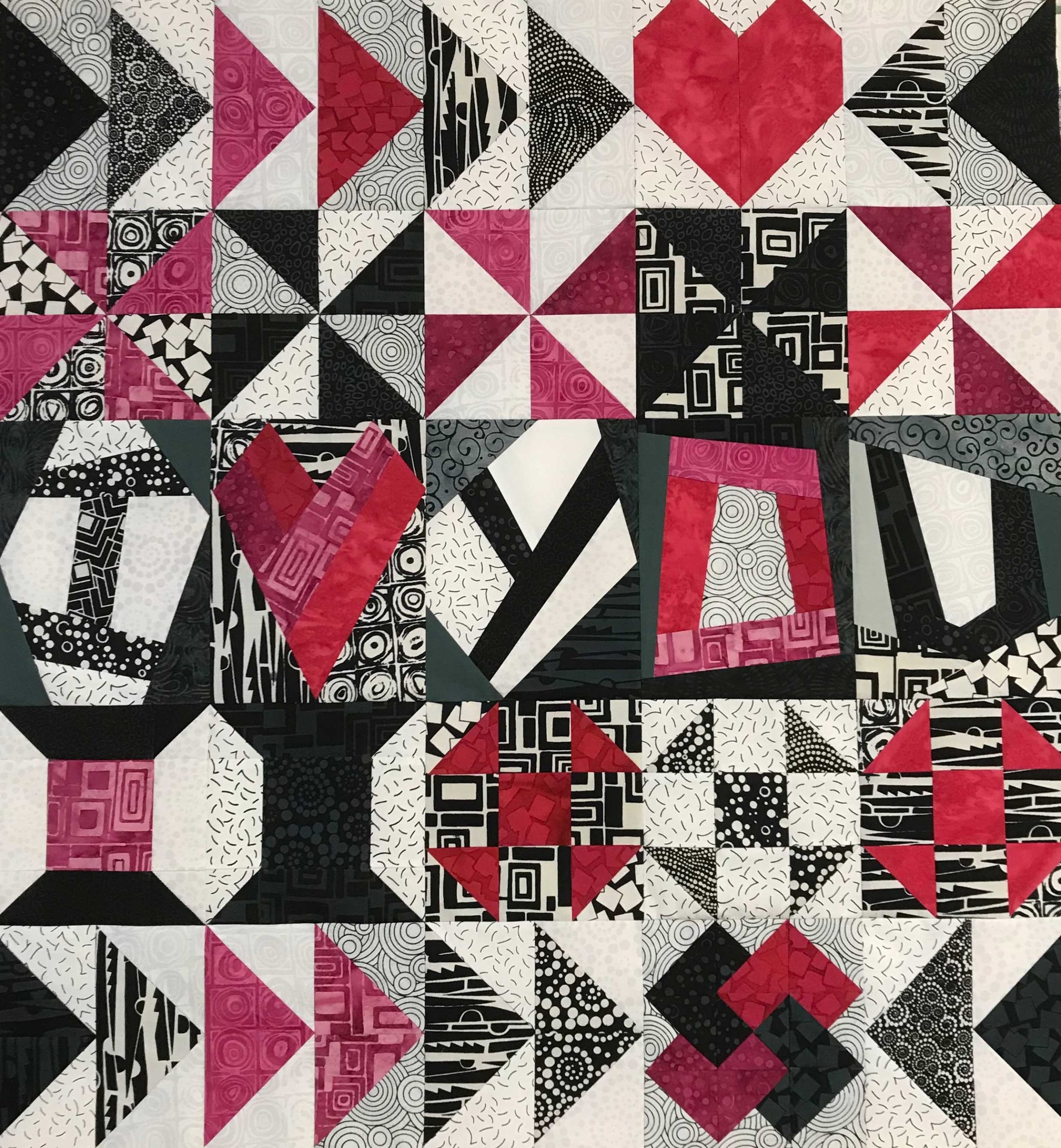 A row quilt, “I Love You,”