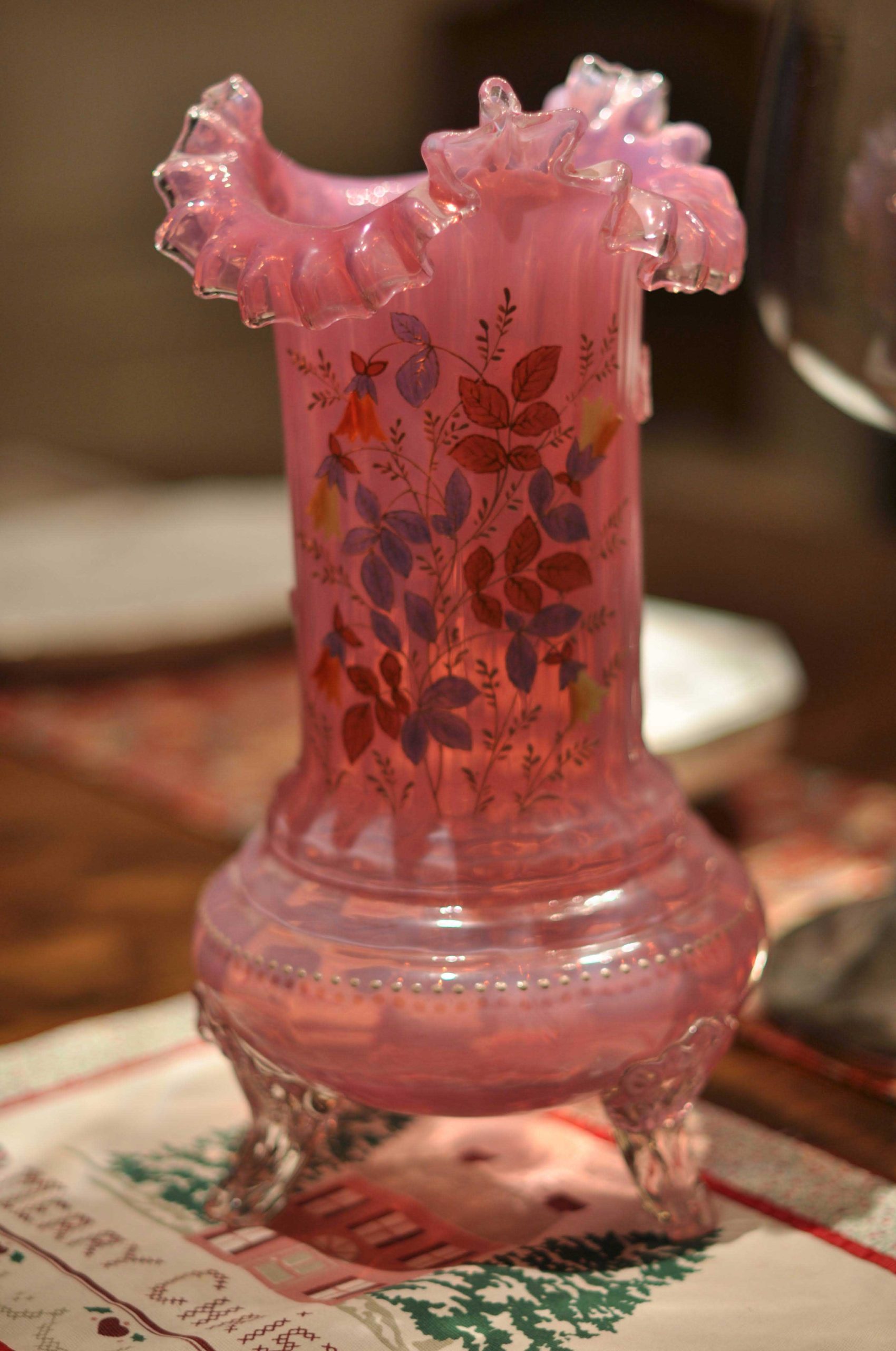 An antique vase crafted from Murano glass