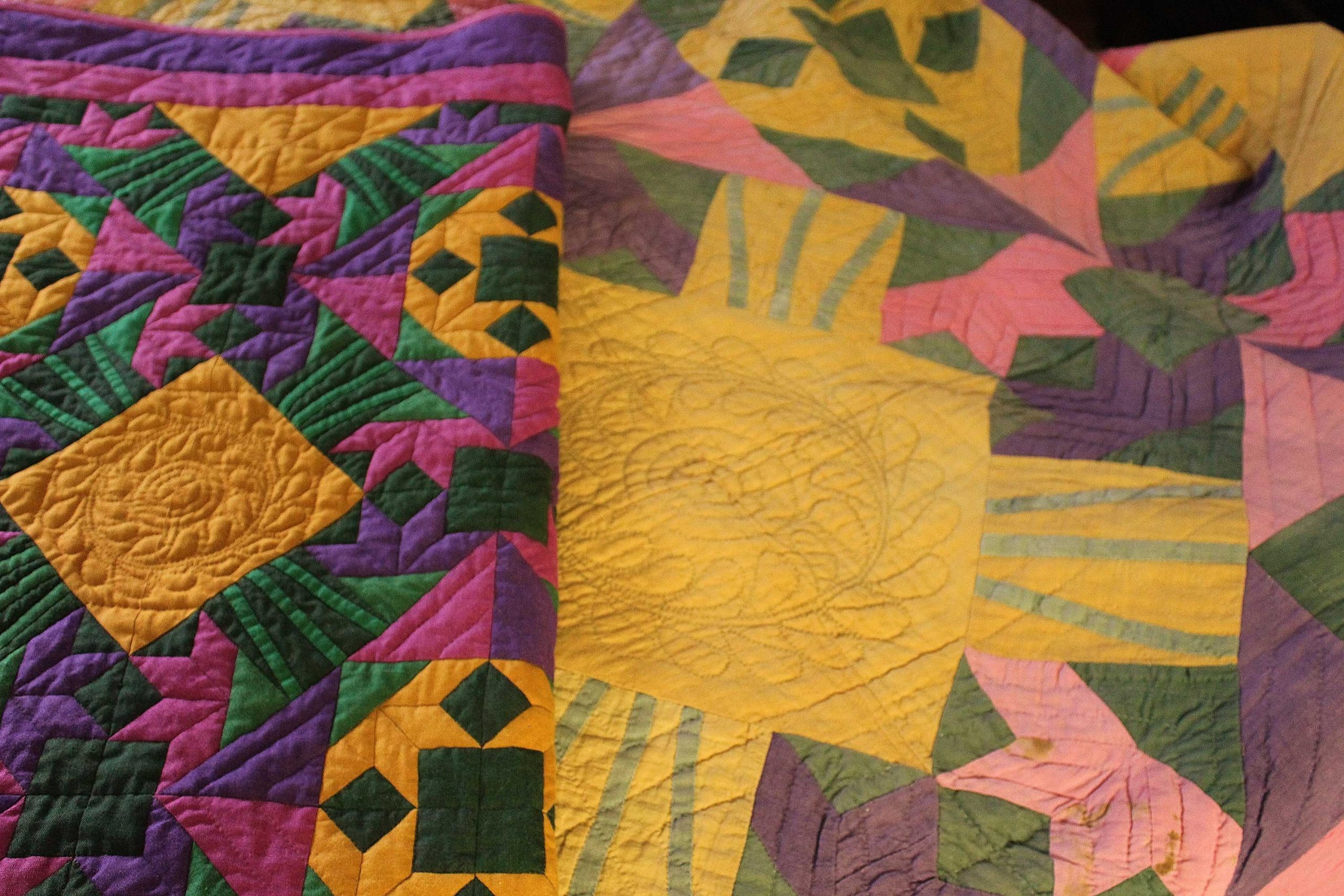 Hidden Lillies, hand and machine quilted