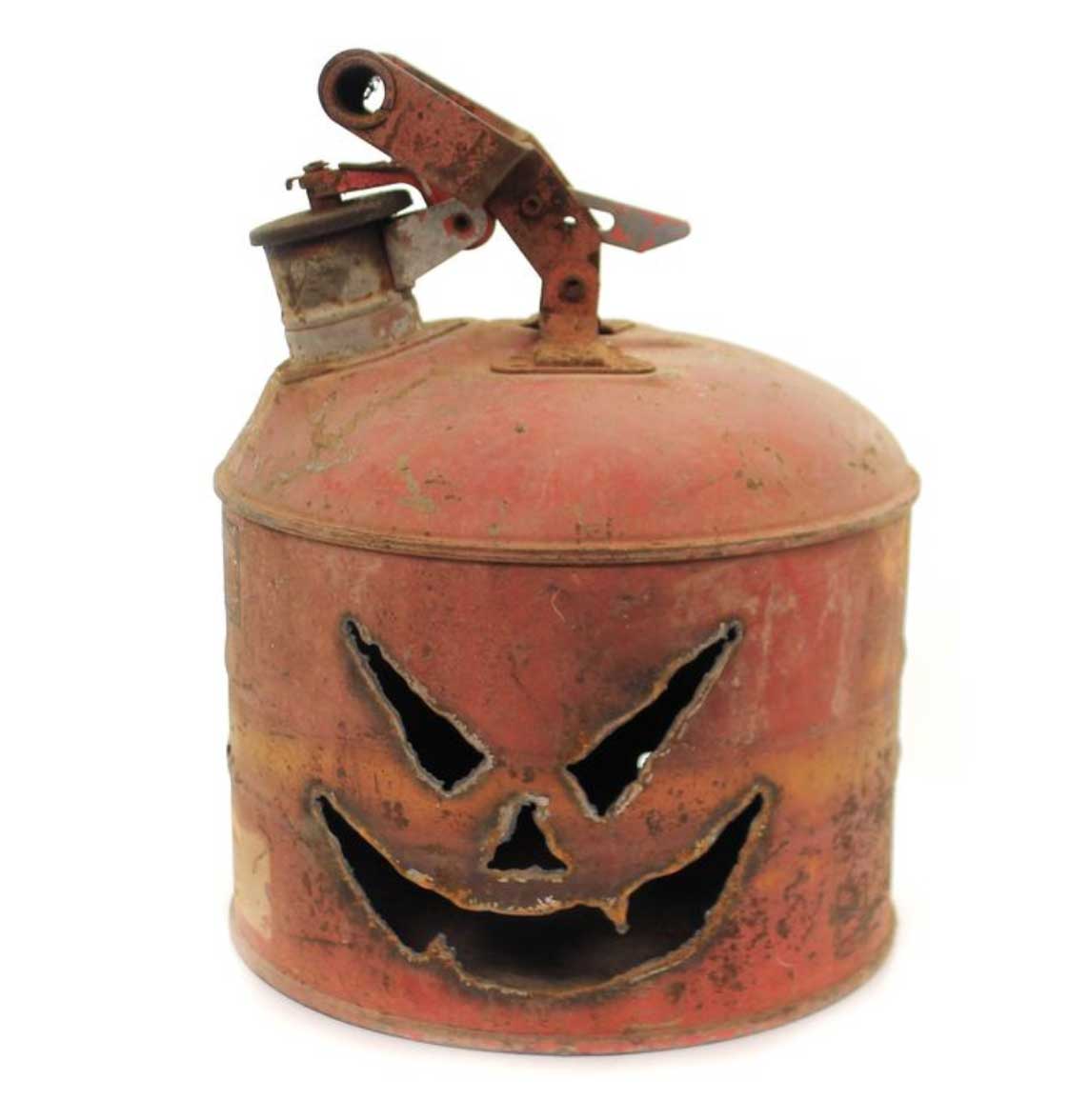 Repurposing a gas can as a jack-o-lantern is a popular new trend. Find a how-to videeo on YouTube. (Image courtesy of Pinterest)