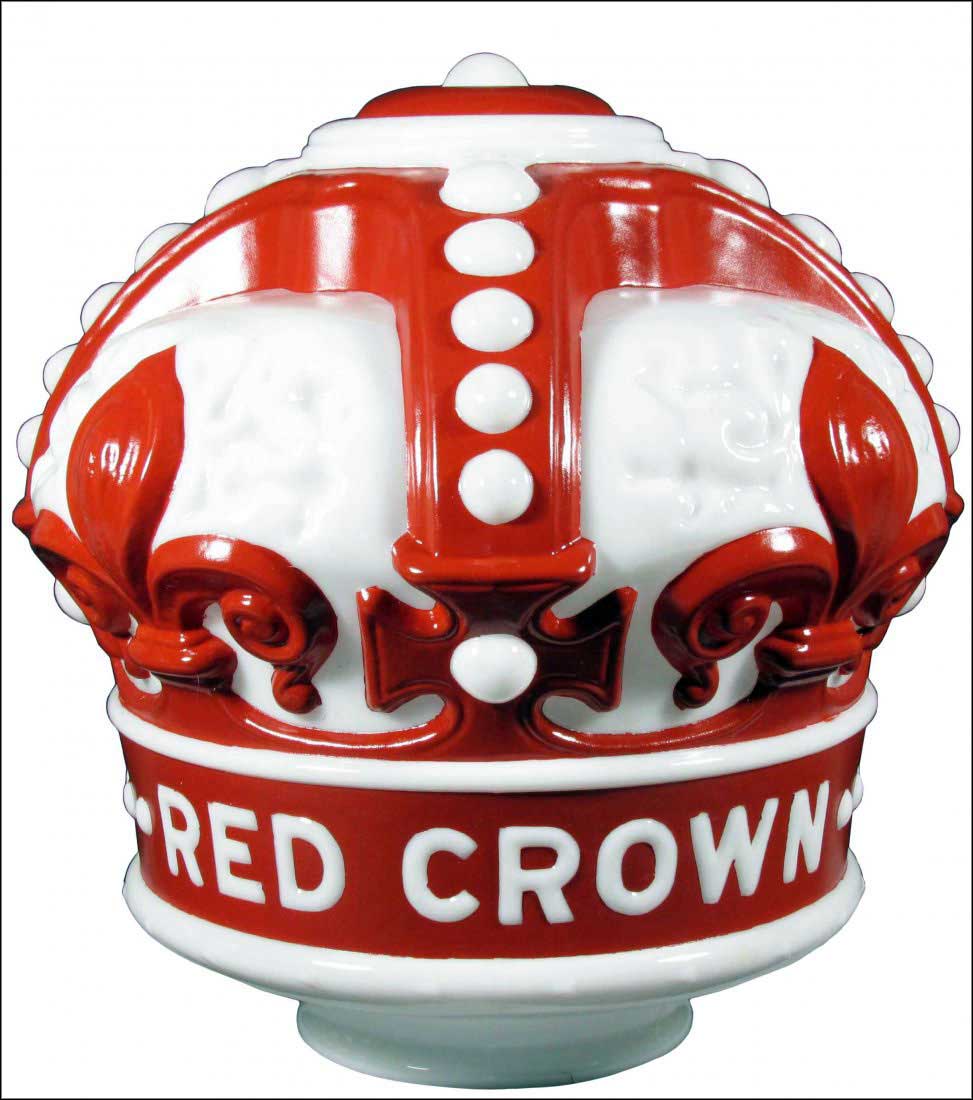 Circa 1940s Indiana Standard Red Crown gasoline globe.<br />
