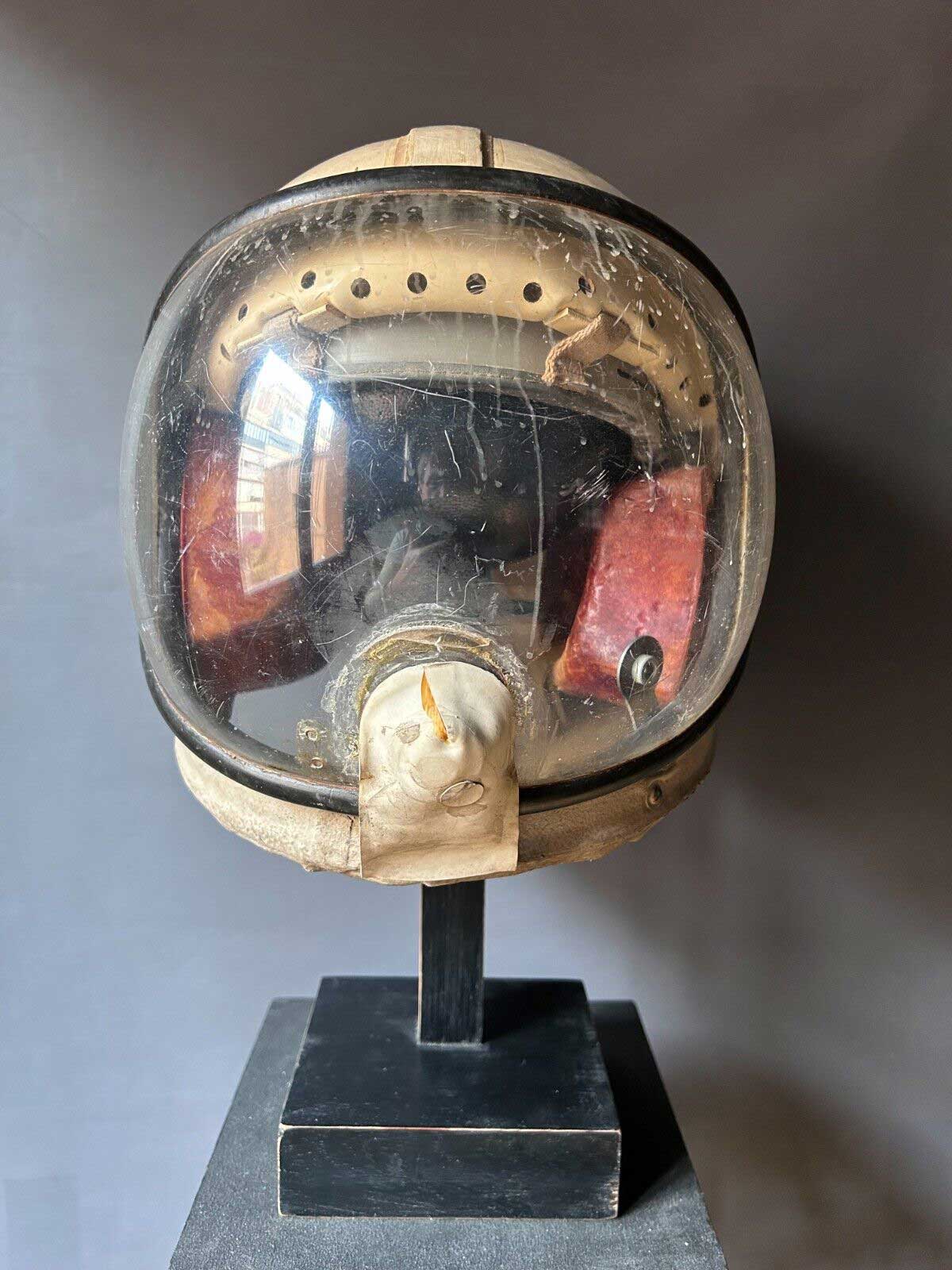 A helmet used to transport toxic fuel