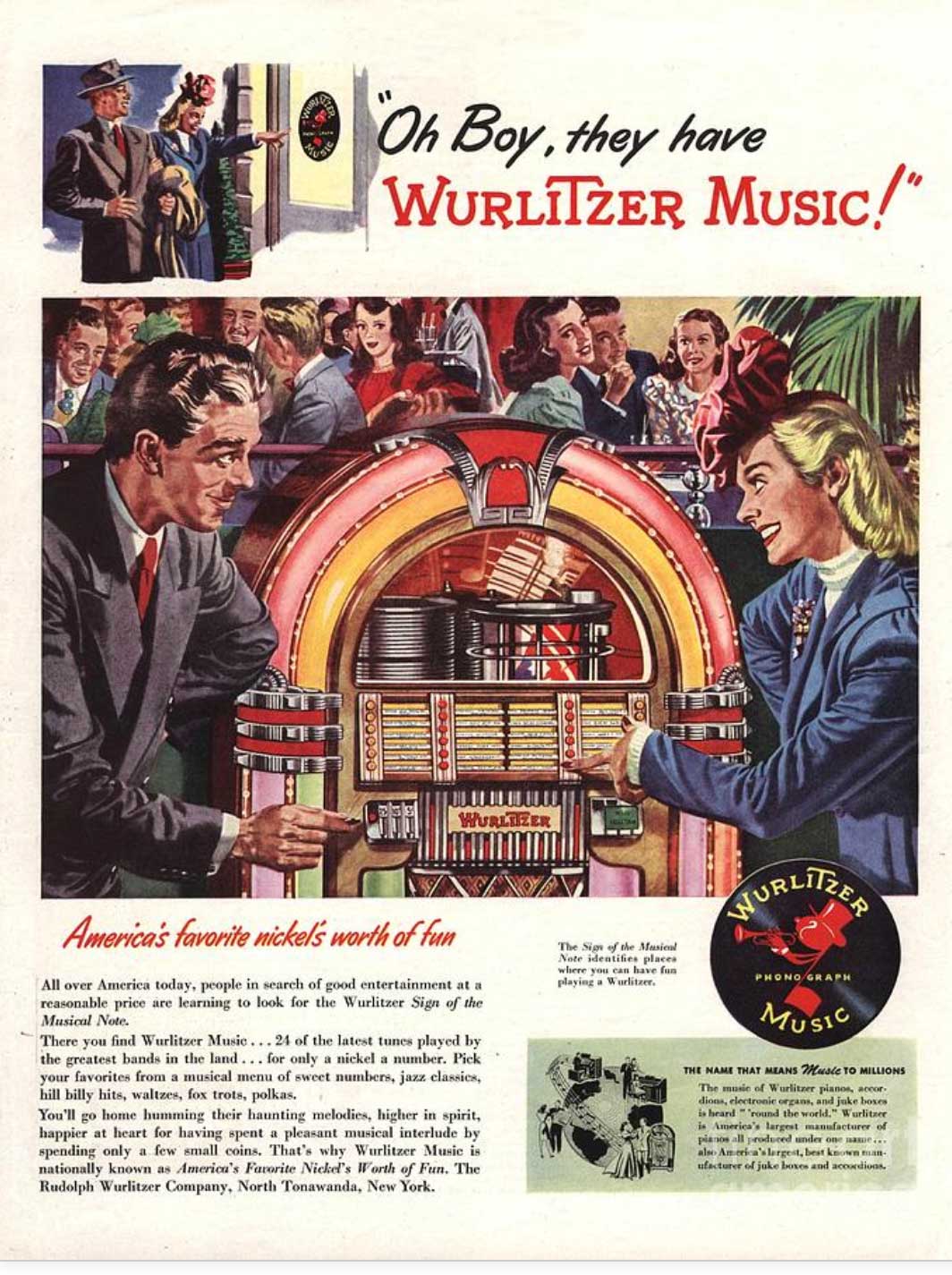 Wurlitzer advertisement from 1946