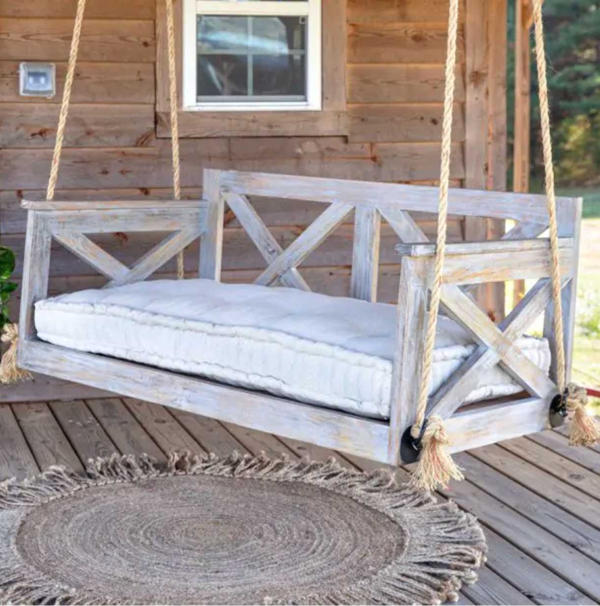 beautiful mango wood porch swing